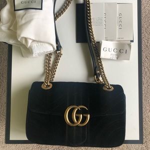 Authentic Gucci marmont velvet black mini bag
